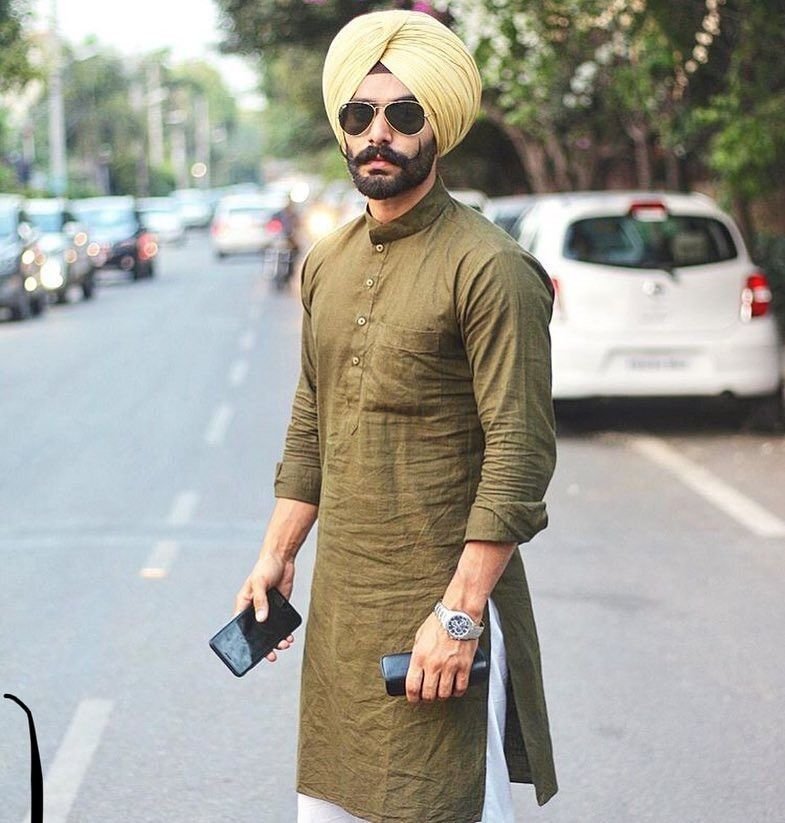 olive_green_kurta_white_trouser_pajama