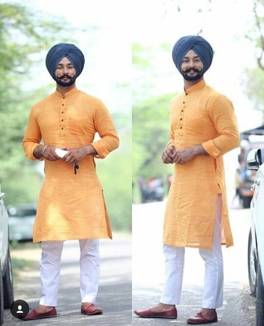 pastel_orange_kurta_white_trouser_pajama